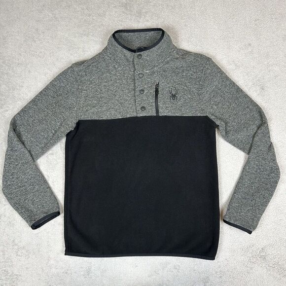 Spyder Jacket Men Gait Half Zip Sweater Gray Small Pullover Fleece Sweatshirt - Picture 1 of 9